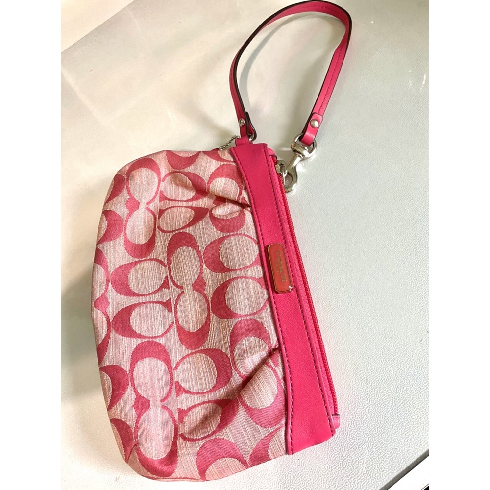 Coach pink wristlet wallet clutch